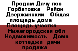 Продам Дачу пос. Горбатовка › Район ­ Дзержинский › Общая площадь дома ­ 45 › Площадь участка ­ 5 - Нижегородская обл. Недвижимость » Дома, коттеджи, дачи продажа   